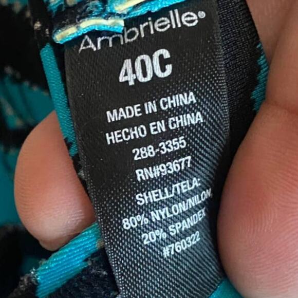 Ambrielle Blue & Black Zebra Print Tankini Size 40C - Picture 4 of 5